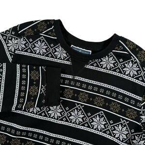 Karen Scott Sport Black Snowflake‎ Fair Isle Print Long Sleeve Crewneck Women XS